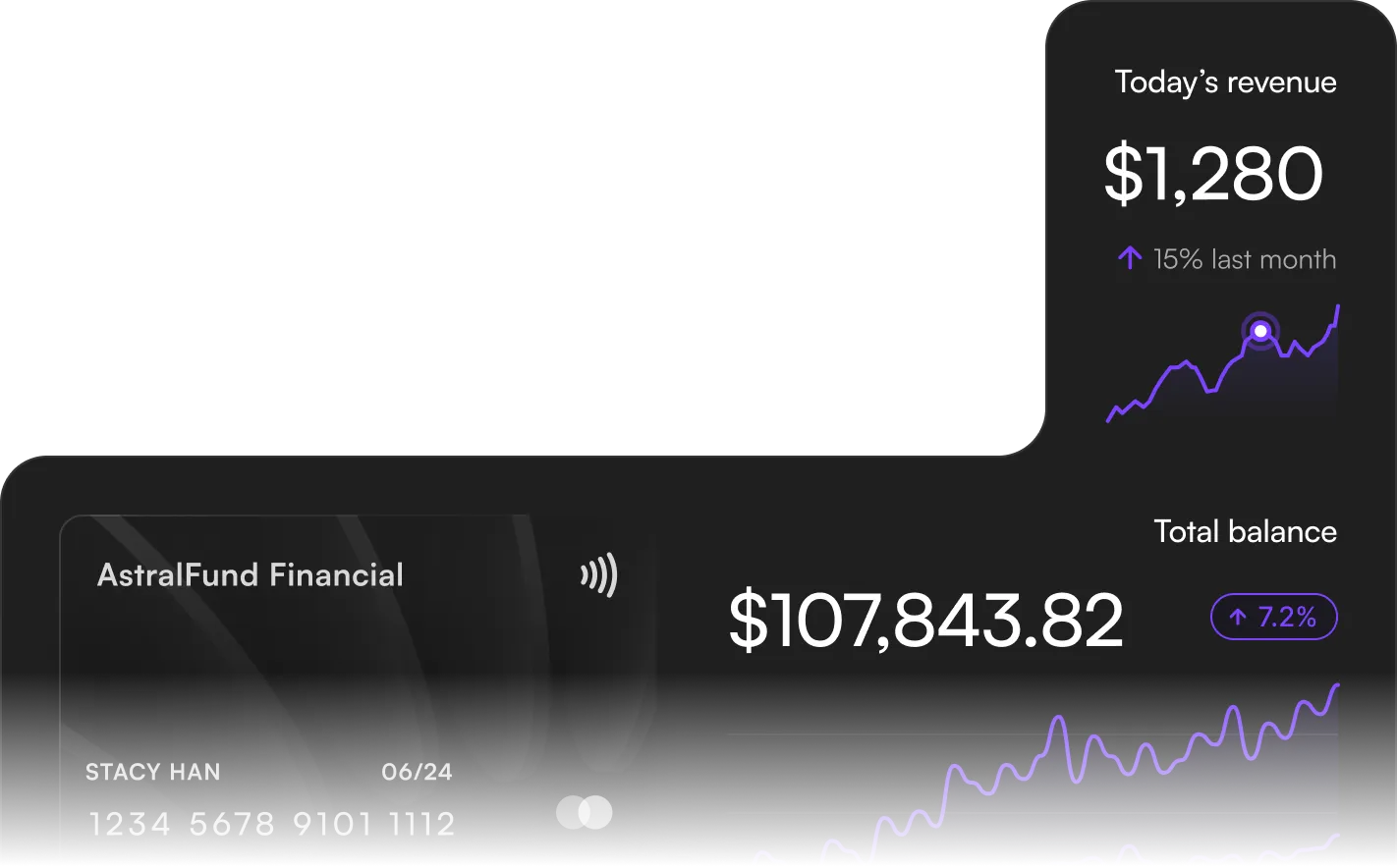 Image showcasing an intuitive bank account management interface with credit card details.